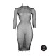 Robe longue résille noire grande taille