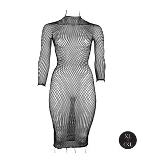 Robe longue résille noire grande taille