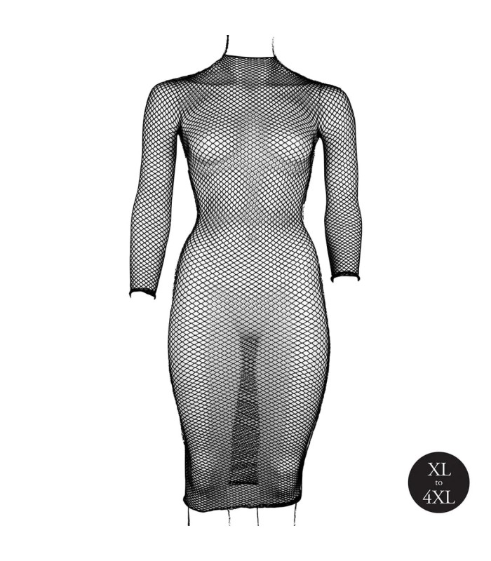 Robe longue résille noire grande taille