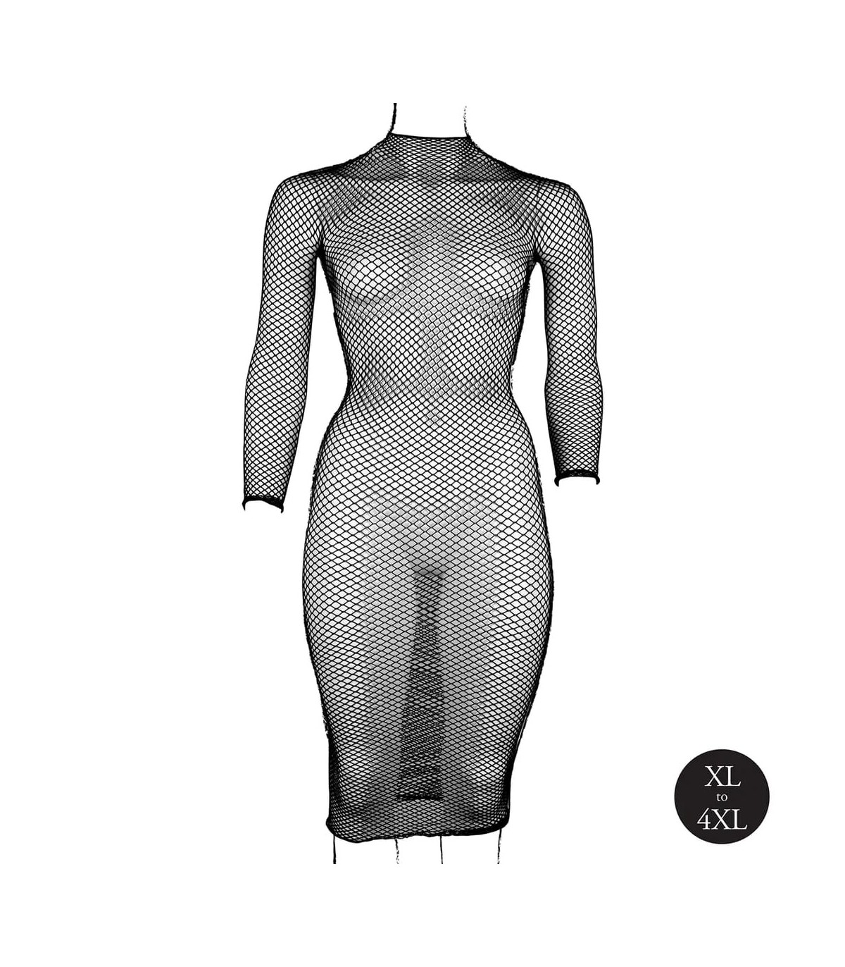 Robe longue résille noire grande taille