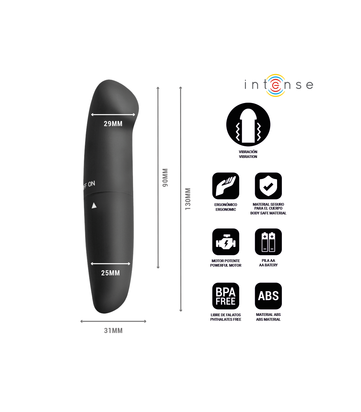 Vibromasseur compact noir 13 cm